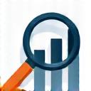 Icône représentant une loupe sur un graphique.